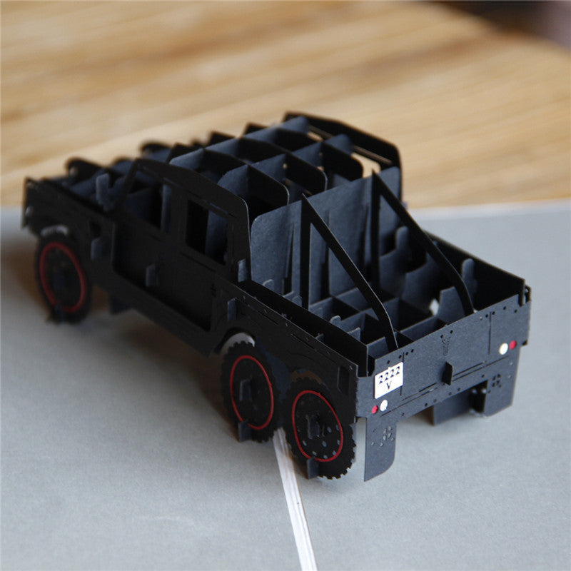 Vintage Jeep Pop up Card, 3D Greeting Card