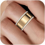 For Oura5,with smart rings【Ring not included】Stainless steel wide-band ring with smooth finish and stacked-look edge detailing; minimalist style,Compatible with Oura5
