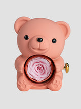 Mountova Teddy Bear Gift Box with Rotating Eternal Flower（Blush Pink)