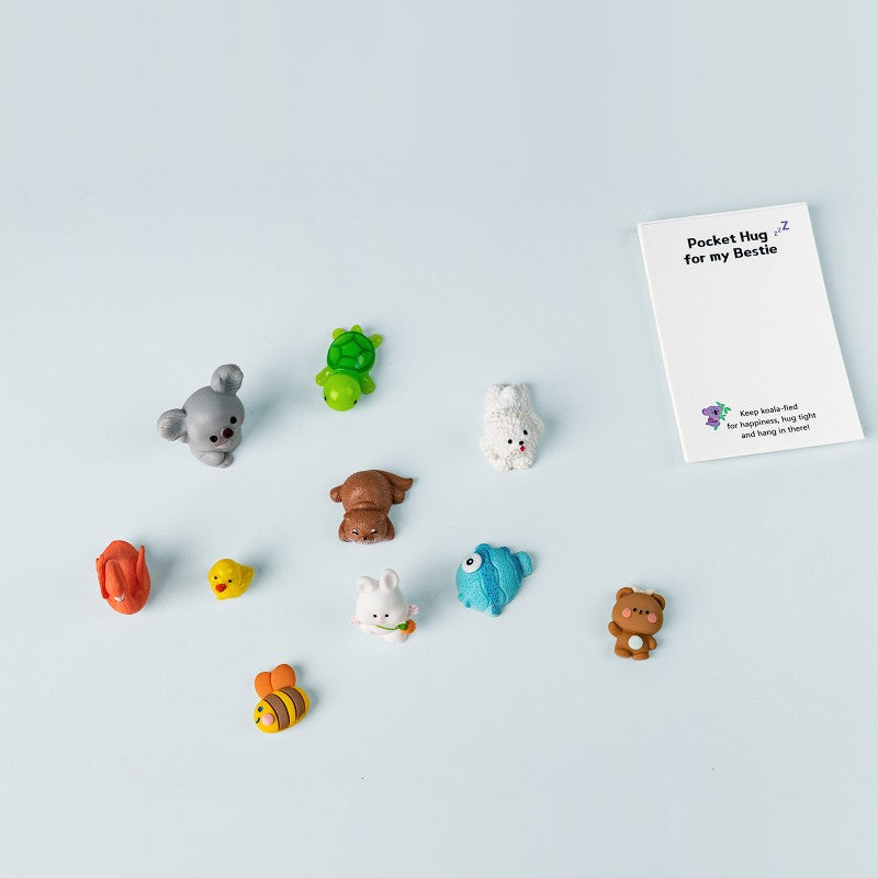 Besties Pocket Hug Set, 10 Lovely Animal with 10 Palm-Sized Cards