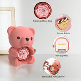 Mountova Teddy Bear Gift Box with Rotating Eternal Flower（Blush Pink)