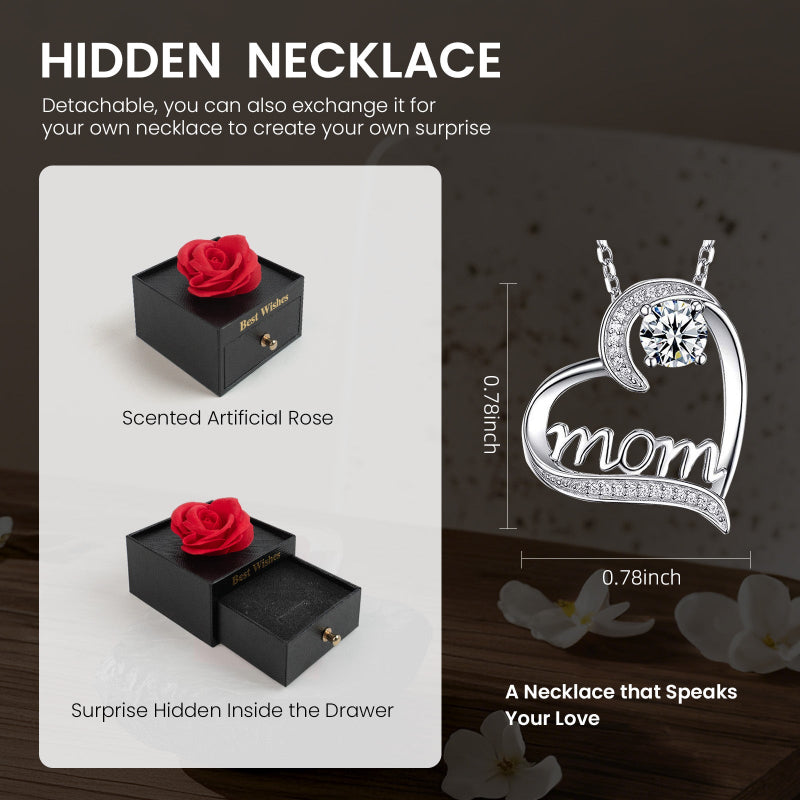 Coffret cadeau savon rose avec collier en argent, cadeau pour elle (noir)