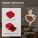 Rose Soap Gift Box with Silver Necklace, Gift for Her (Red)