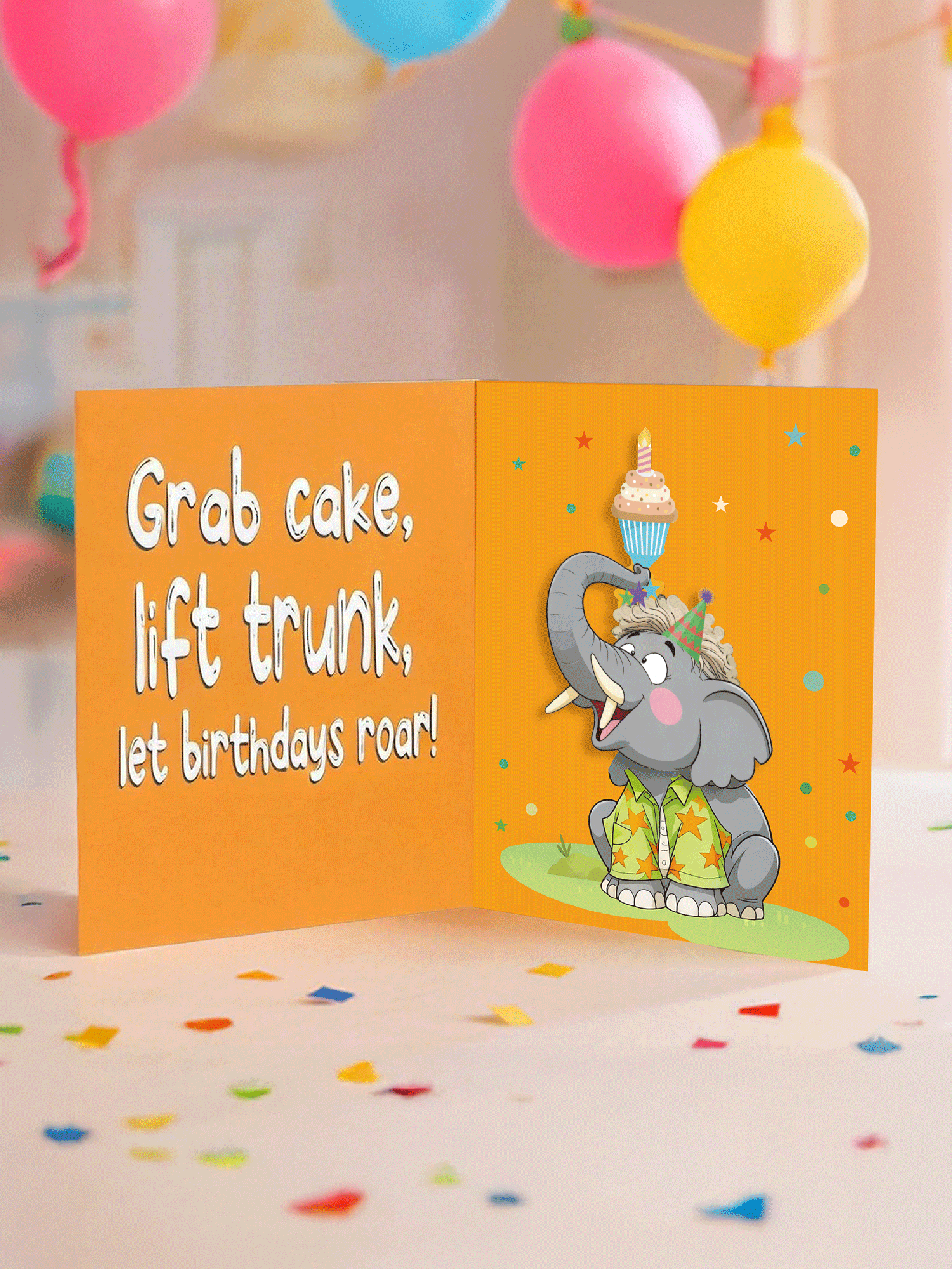 Musical Happy Birthday Card with Nodding Elephant Head Motion – Interactive Funny Birthday Greeting Card with Music & Envelope, Surprise Birthday Gift for Men, Women & Kids