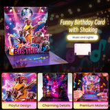 mountova Birthday Card, Funny Birthday Cards for Men Women Kids, Exquisite MUSICAL & SHAKING & LIGHTING Rock Band Dog Pop-up Greeting Card Gifts with Envelope, 6.1 x 6.1 Inch