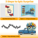 Musical Birthday Card for Dad - Moving & Shaking Truck Card, Funny Gift for Father, Husband, Stepdad, Perfect for Birthday & Father’s Day