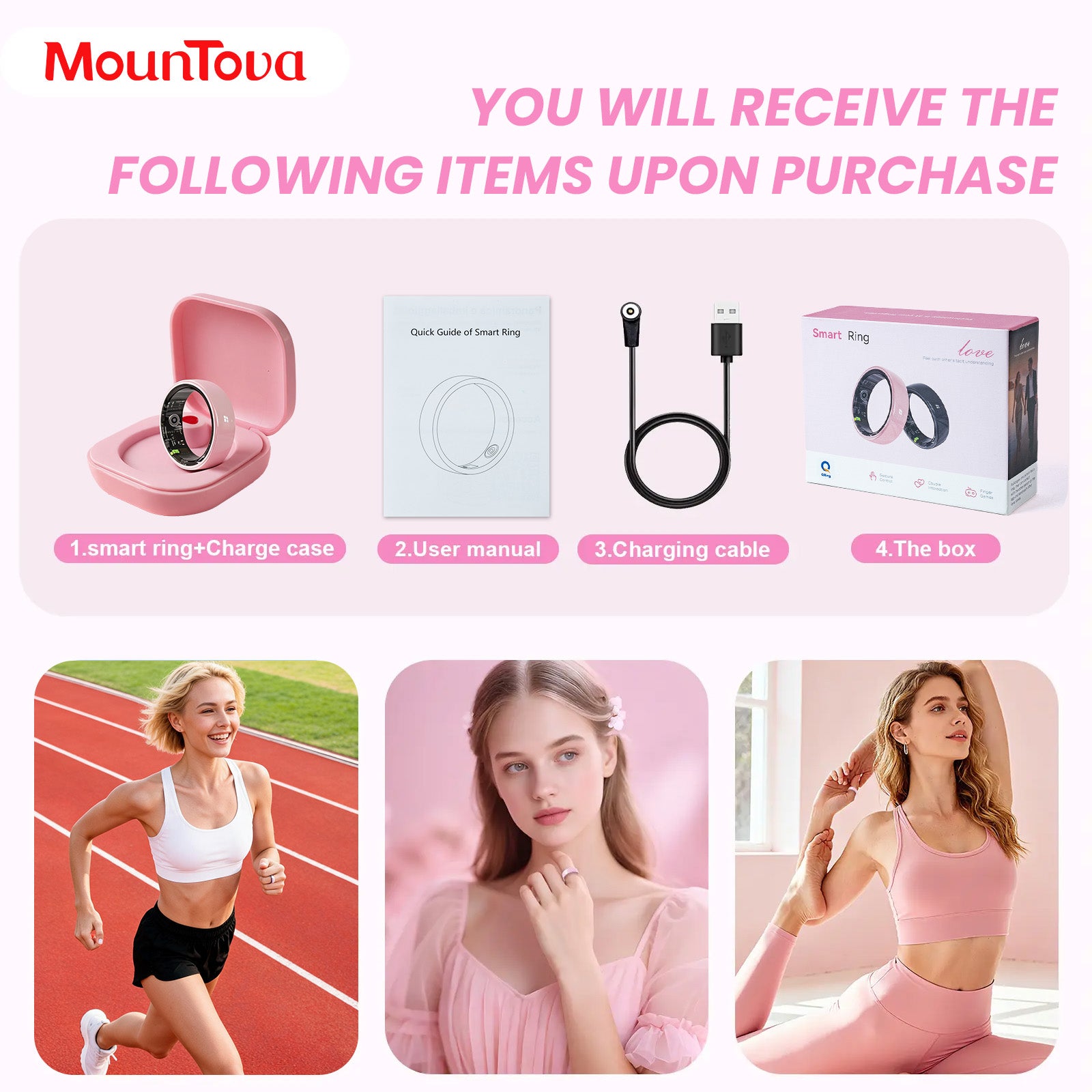 Smart Health Ring - Heart Rate Blood Oxygen Sleep Monitor, Couple Interactive 5ATM Waterproof Fitness Tracker Ring