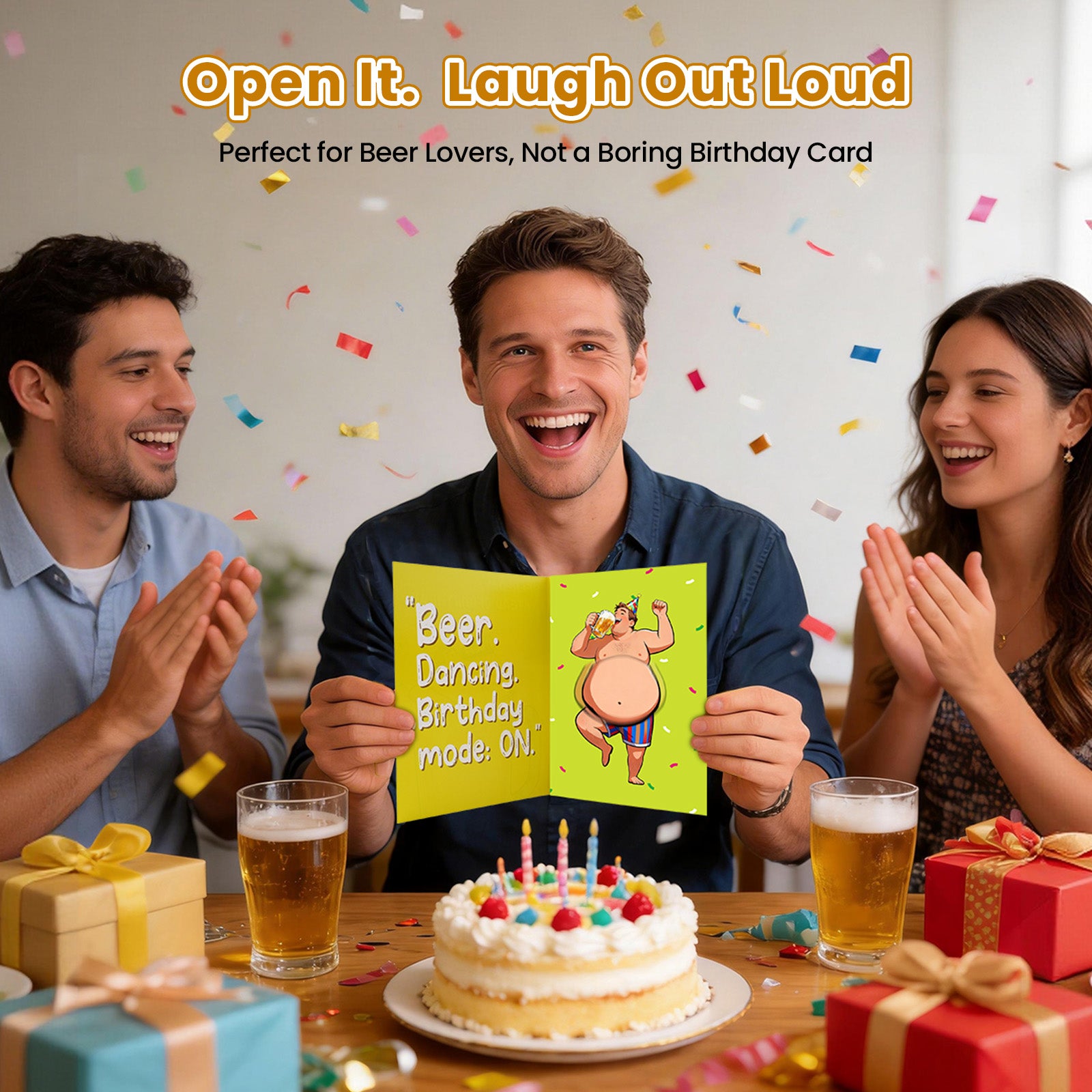 Funny pop-up Beer-Themed Birthday Cards - "Beer Day Instead of Birthday," fun and shaking cards, a hilarious gift for beer lovers, husbands, fathers, or friends