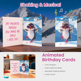 Funny Birthday Card，Funny Penguin Musical ＆ Shaking Card，Interactive Greeting Card with Envelope for Women，Girlfriend，Colleague，Bestie