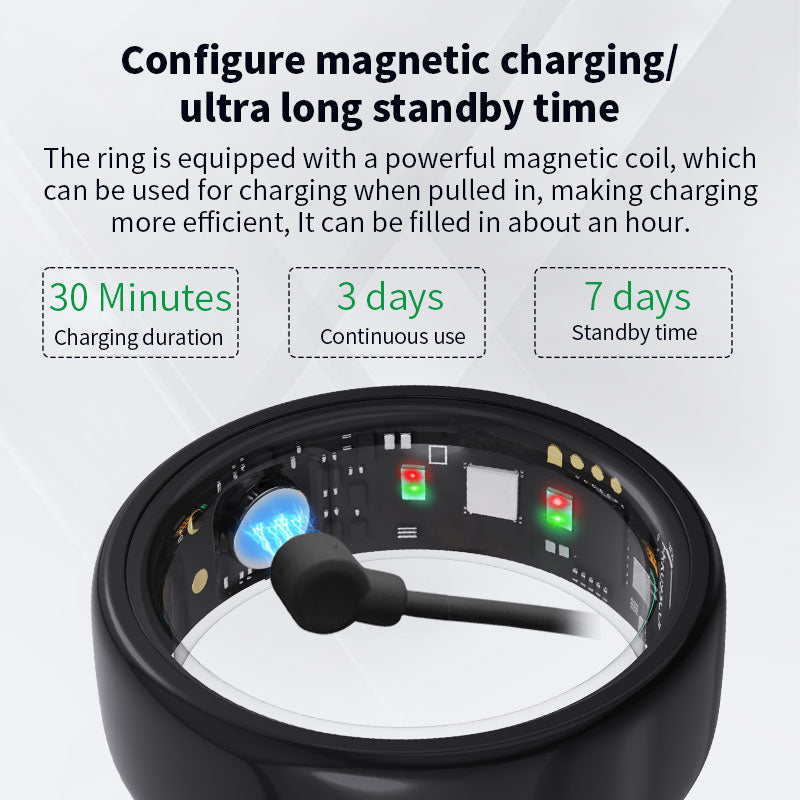 Smart Health Ring——Featuring Stress and Sleep Monitoring Functions, Compatible with iOS and Android,Waterproof Fitness Tracker for Women & Men, No Subscription Fee., Bluetooth, Wearable, Sensor Fitness Trackers