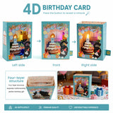 4D Pop-Up Birthday Card with Blowable Candle, Light & Music | Cute Cat Design, Interactive Birthday Greeting Card Gift for Her/Him