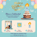 4D Pop-Up Birthday Card with Blowable Candle, Light & Music | Cute Cat Design, Interactive Birthday Greeting Card Gift for Her/Him
