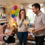 4D Pop-Up Birthday Card with Blowable Candle, Light & Music | Cute Cat Design, Interactive Birthday Greeting Card Gift for Her/Him