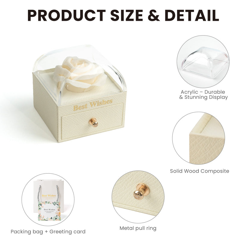 Rose Soup Gift Box with Silver Ring, Gift For Her (White)
