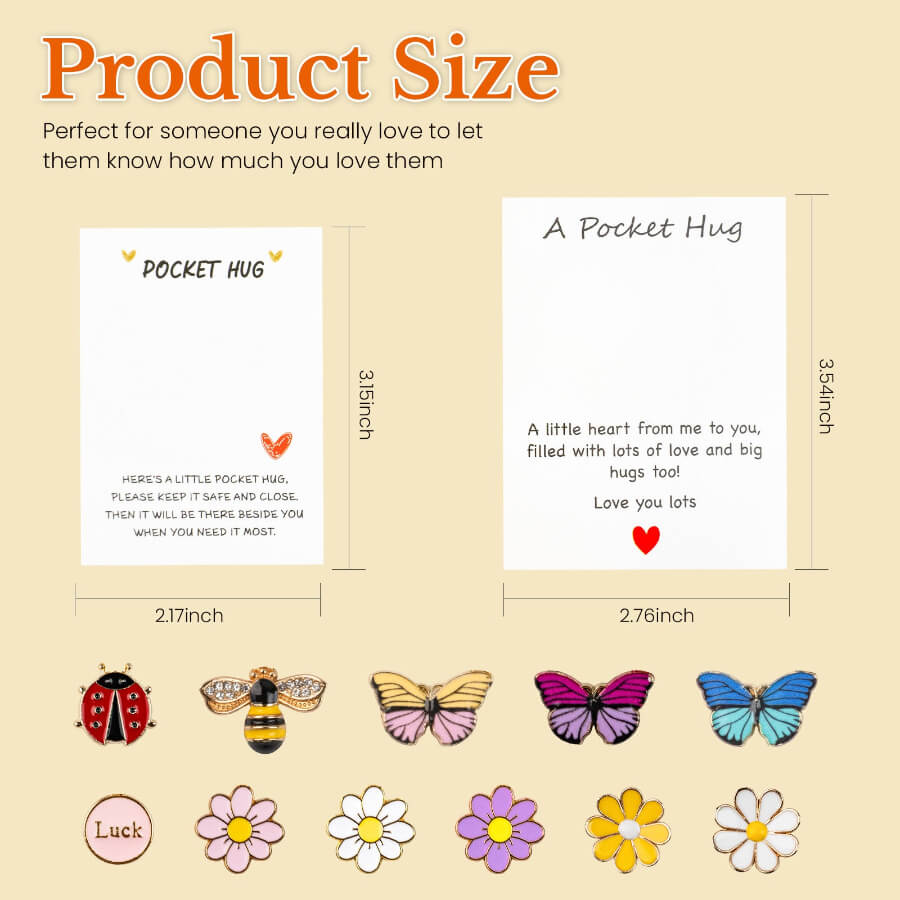 Charming Nature-Themed Pocket Hug | Bee, Butterfly & Daisy Encouragement Charm