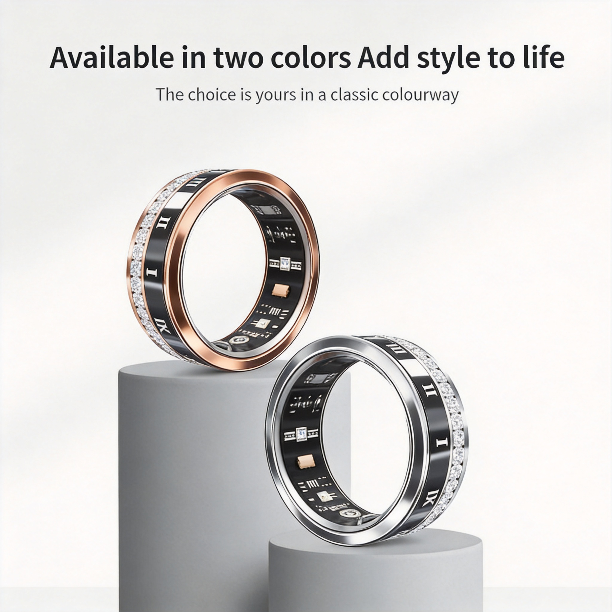 Unisex Colorblock Patchwork Design StainlessSteel Ring, Multifunctional Smart Ring, FashionAccessories for Men & Women, Wearable