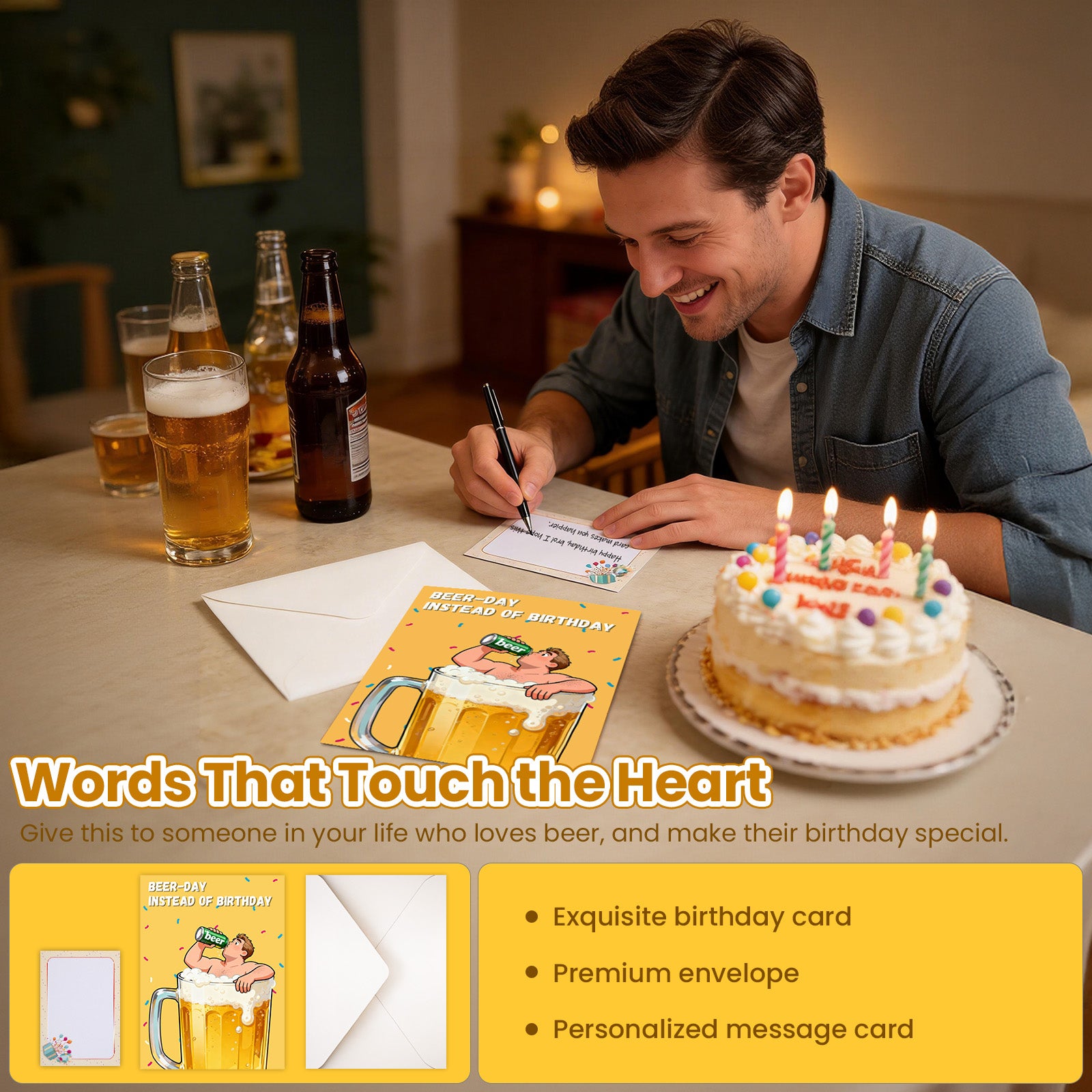 Funny pop-up Beer-Themed Birthday Cards - "Beer Day Instead of Birthday," fun and shaking cards, a hilarious gift for beer lovers, husbands, fathers, or friends