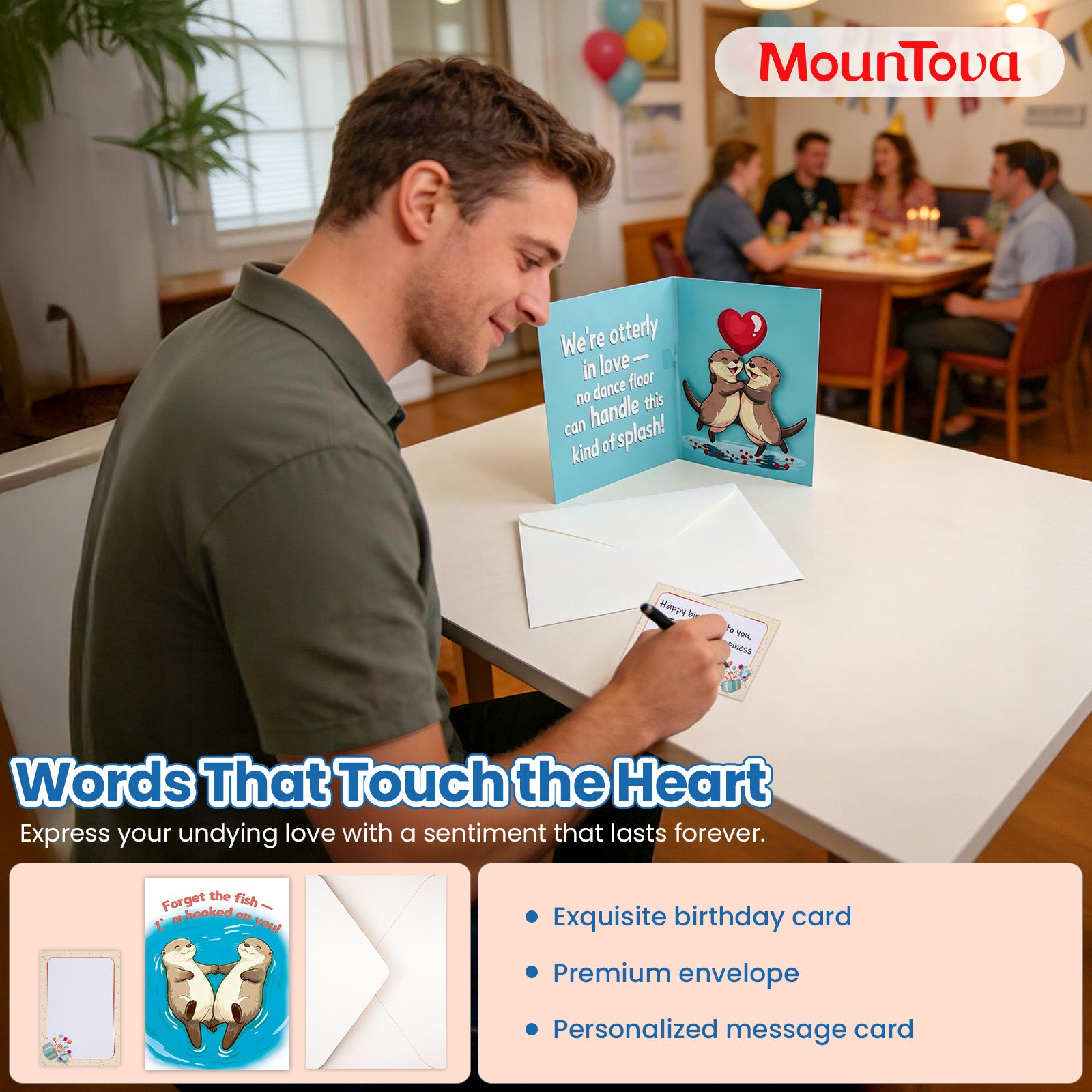 Funny Otter Dancing Birthday Card - "We're Otterly in Love" | Musical Pop-Up Card with Sound & LED Light | Cute Animal Valentine's Day or Anniversary Gift for Couples