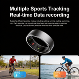 Smart Ring Dual Chip Health Monitoring Activity Tracker 5ATM Water Resistant Wireless Charging 24 7 Heart Rate Monitor Fitness Sports Daily Use Gift for Dad Men,R10