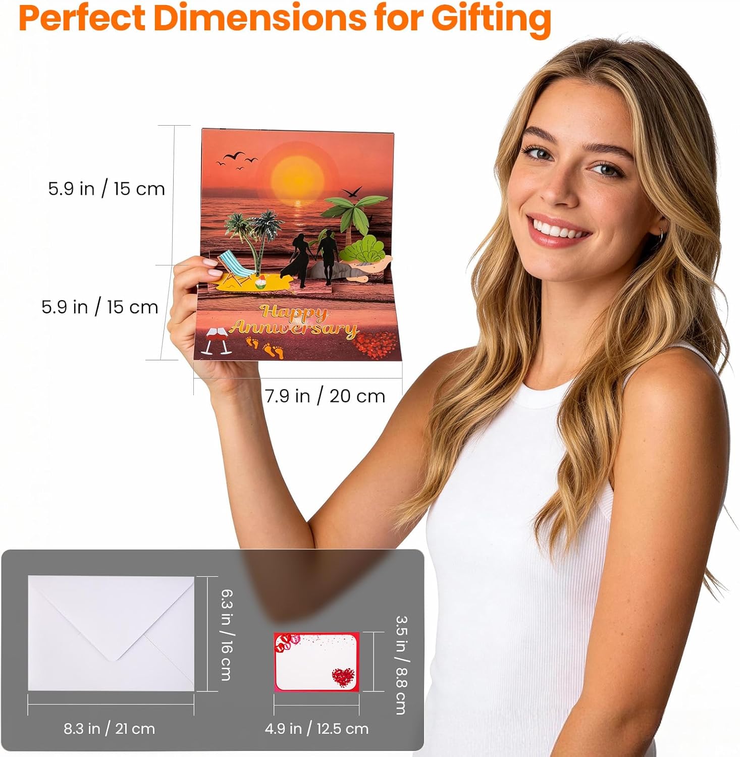 Anniversary Card with Music and Lights, 3D Pop Up Happy Anniversary Cards for Women Men Wife Husband Couple, Beach Vacation Invitation Card for Him or Her