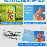Funny SHAKING & MUSICAL Birthday Cards for Women Men, Hilarious Horse-Themed Pop Up Bday Card with Envelope & Note Card for Friends Coworkers, 5.9 x 7.9 Inches
