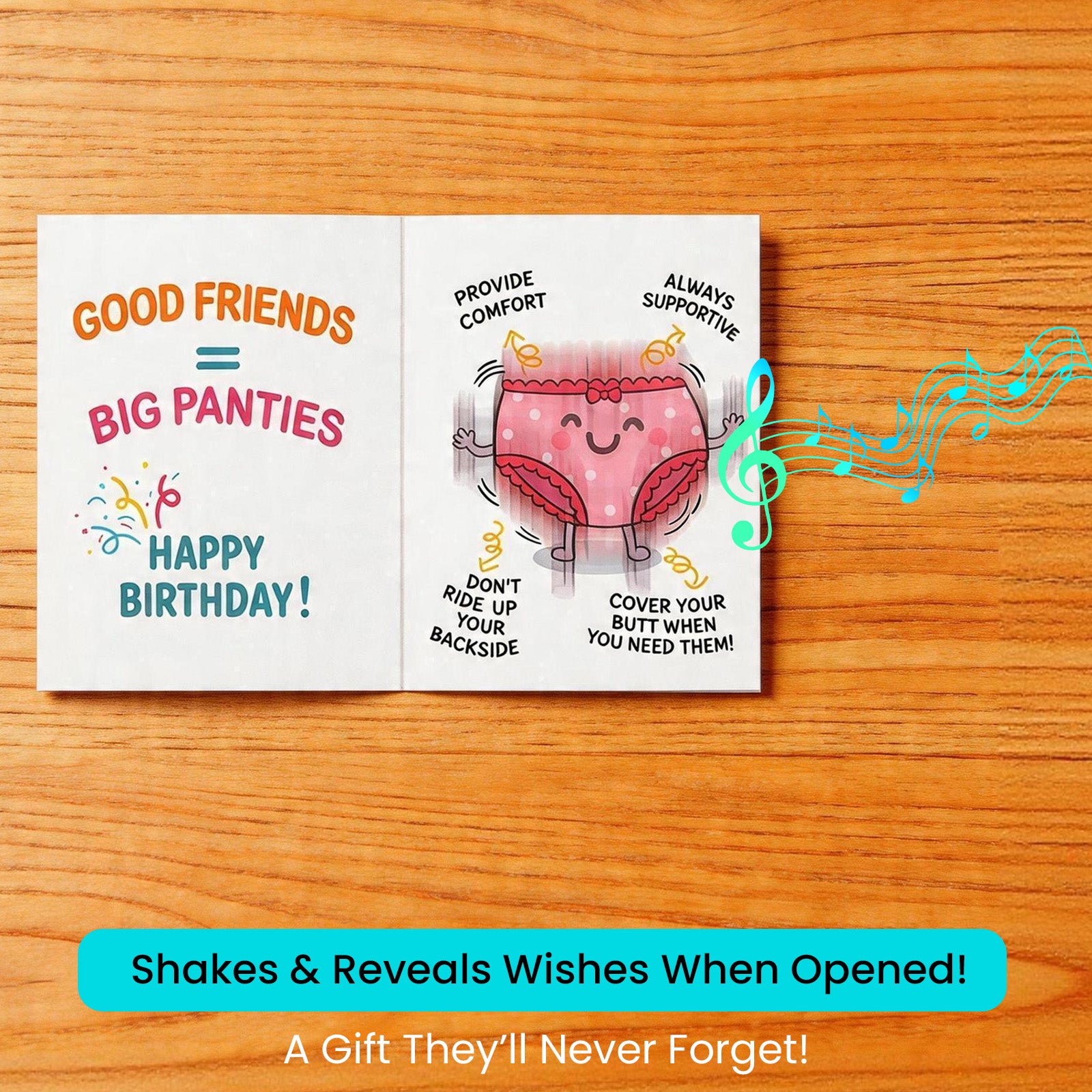 Funny Musical Birthday Card for Best Friend - Shaking Underwear Pop Up Card, Hilarious Gag Gift for BFF, Bestie, Work Friend