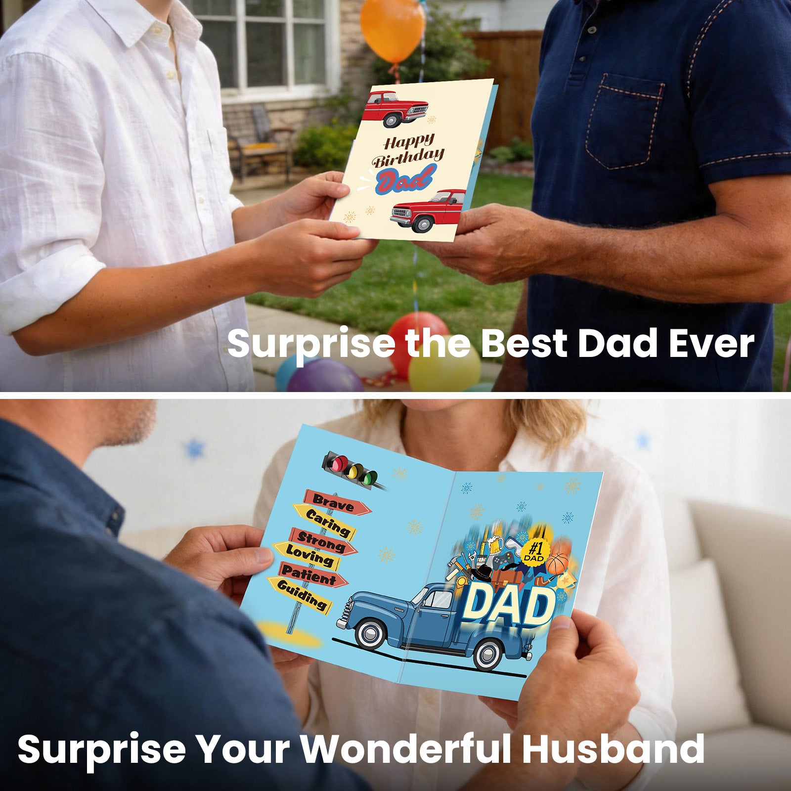Musical Birthday Card for Dad - Moving & Shaking Truck Card, Funny Gift for Father, Husband, Stepdad, Perfect for Birthday & Father’s Day