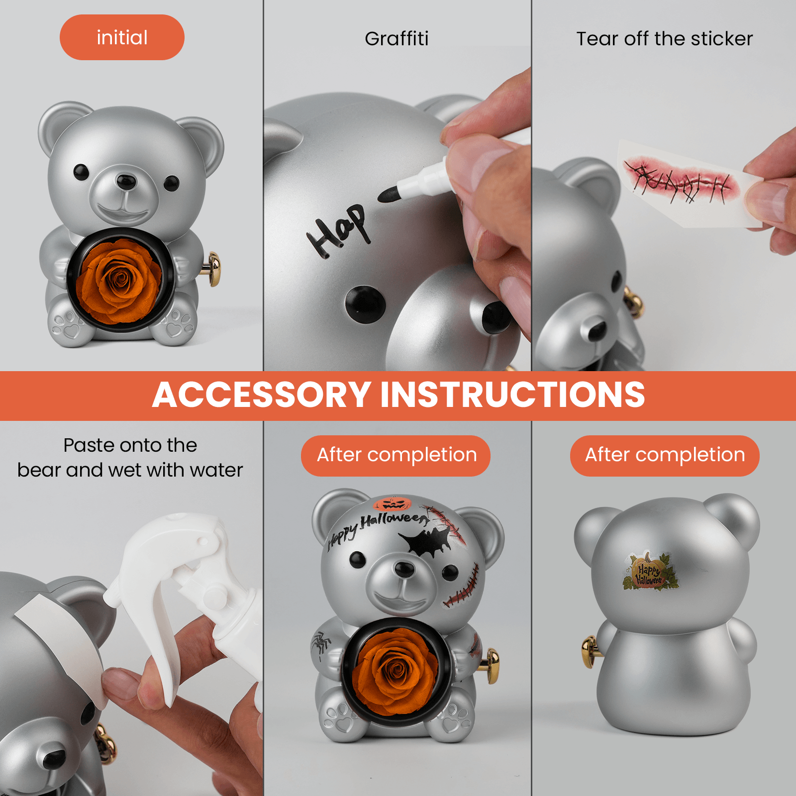 Hellowin DIY Teddy Bear with Preserved Flower