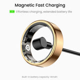 Gold-colored Stainless Steel Smart Ring – Fitness Tracker with 24/7 Sleep Tracking, Heart Rate,Blood Oxygen, Stress & Women's Cycle Monitor,IP68 & 5ATM Health & Fitness Tracker, iOS & Android Compatible, Charging Case Included