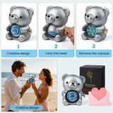 Silver Gray Teddy Bear and Preserved Flower with Heartfelt Message
