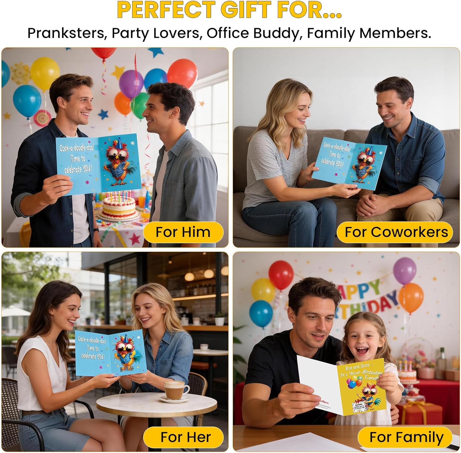 Cowboy Chicken Birthday Cards, Funny Birthday Card for Men Women Kids, MUSICAL & SHAKING Interactive Greeting Card with Envelope, Unique Hilarious Birthday Gift