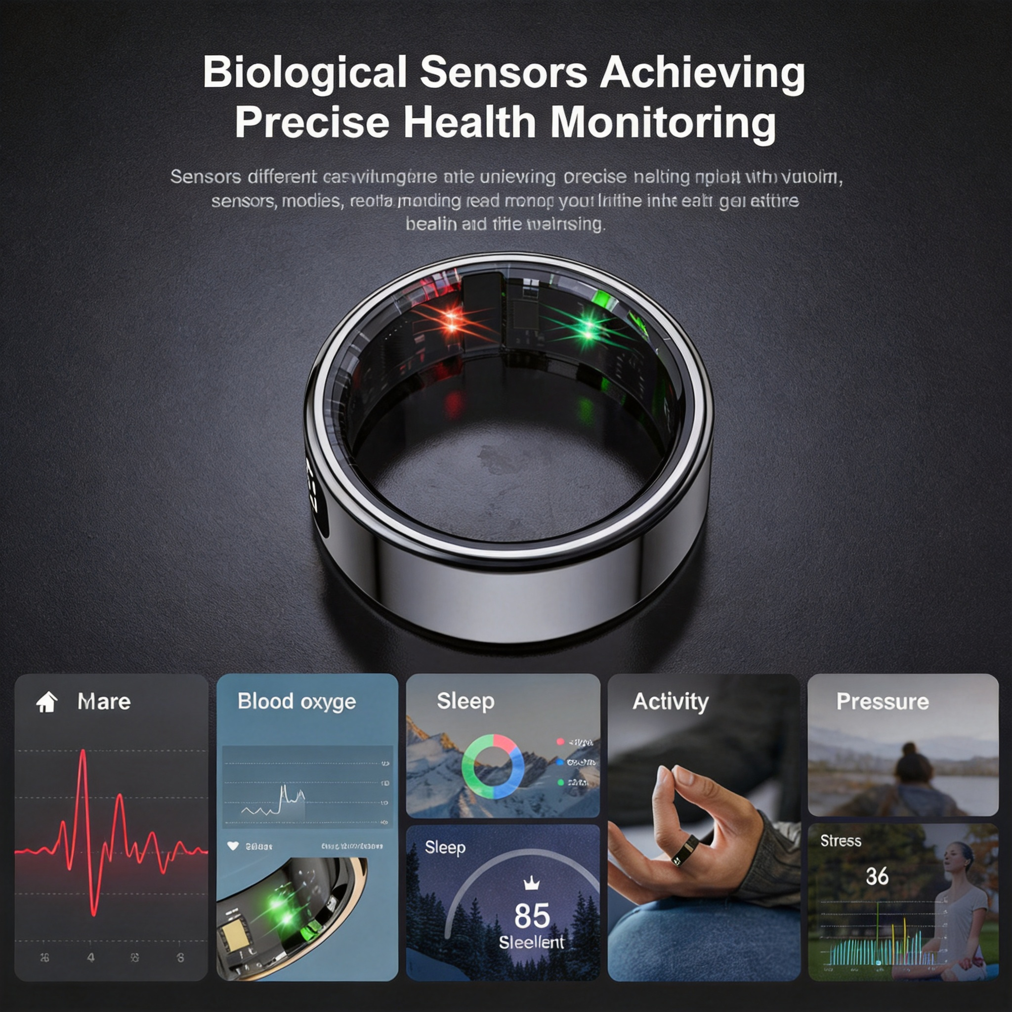 Father’s Day R11C Smart Ring for Dad Track Heart Rate Sleep Health Fitness Tracker Period Reminder Camera Control Perfect Gift for Dad Husband