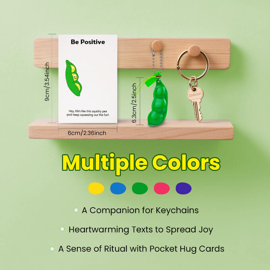 "Be Positive" Pea Pod Fidget Keychain, Pocket Hug | Anxiety & Stress Relief Toy