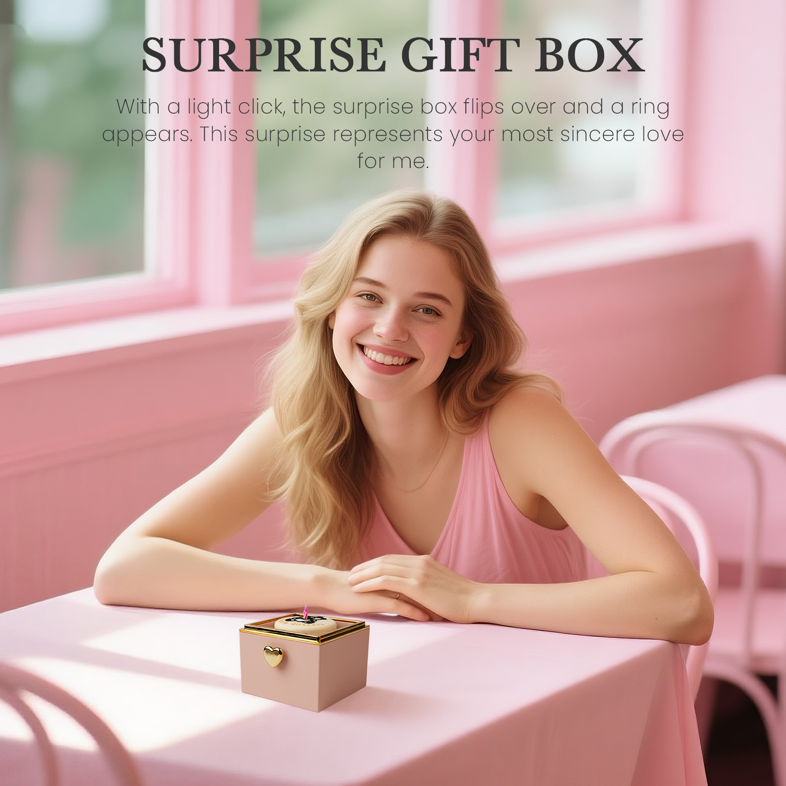 Coffret cadeau à rabat automatique, boîte à roses avec collier Love, cadeau pour elle