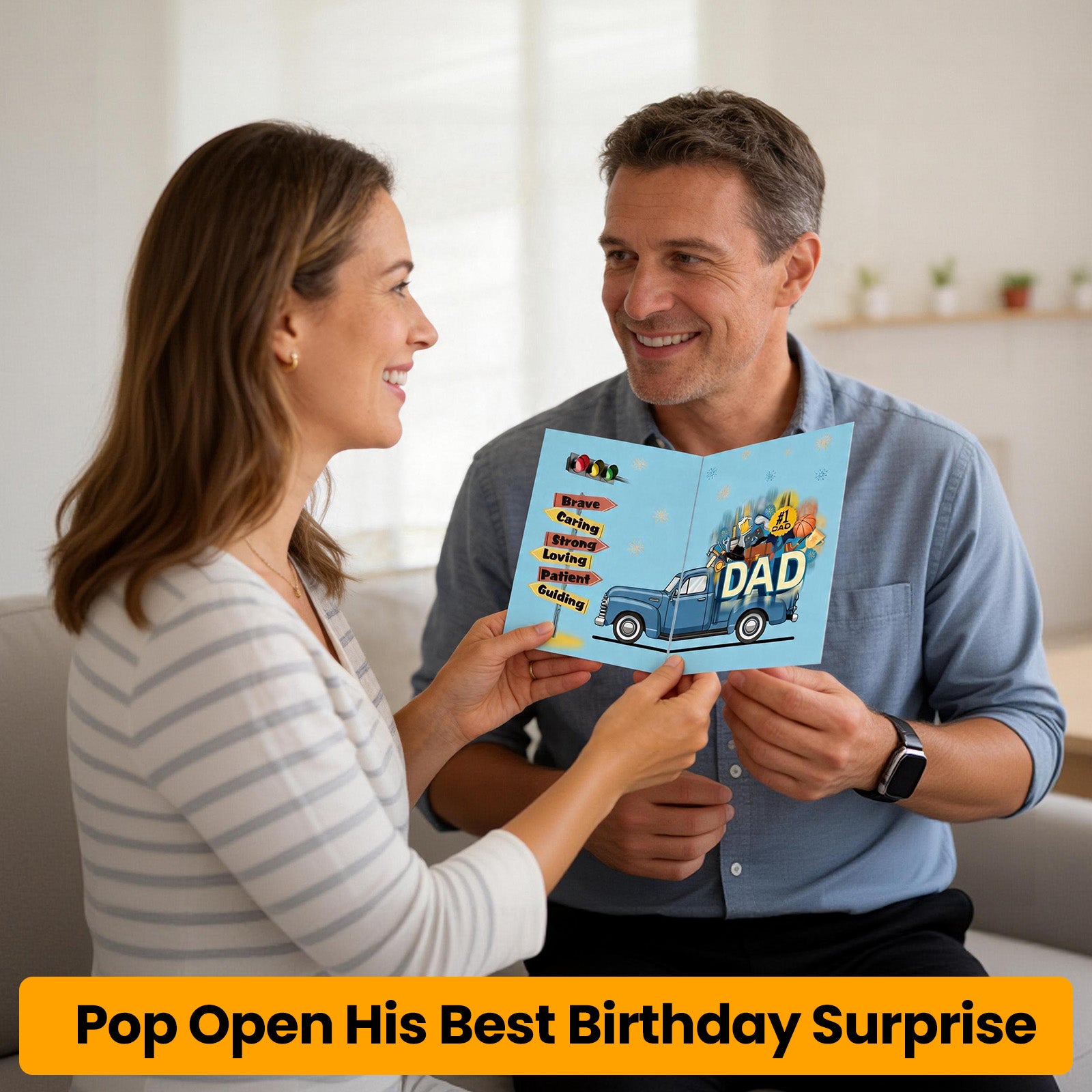 Musical Birthday Card for Dad - Moving & Shaking Truck Card, Funny Gift for Father, Husband, Stepdad, Perfect for Birthday & Father’s Day