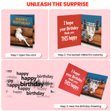 Mountova Funny Animated Birthday Card with Sound, Shaking Barbell Dog, Interactive Humorous Greeting Card with Envelope, Happy Birthday Gift for Family, Friends, Coworkers