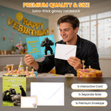 Funny Birthday Card with Sound, Shaking Gorilla Musical Interactive Greeting Card for Men Women Kids, Happy Birthday Gag Gift for Family Friends Coworkers