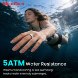 White Ceramic Smart Ring for Men & Women – IP68 Waterproof Health & Fitness Tracker, Sleep, Heart Rate, Stress & Cycle Monitor, iOS & Android Compatible, Charging Case Included