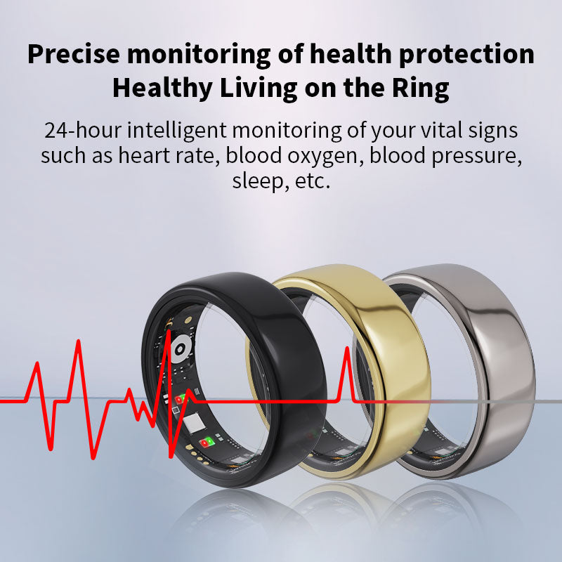 Smart Health Ring——Featuring Stress and Sleep Monitoring Functions, Compatible with iOS and Android,Waterproof Fitness Tracker for Women & Men, No Subscription Fee., Bluetooth, Wearable, Sensor Fitness Trackers