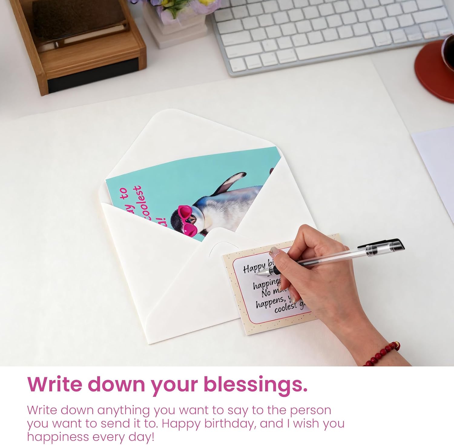 Funny Birthday Card，Funny Penguin Musical ＆ Shaking Card，Interactive Greeting Card with Envelope for Women，Girlfriend，Colleague，Bestie