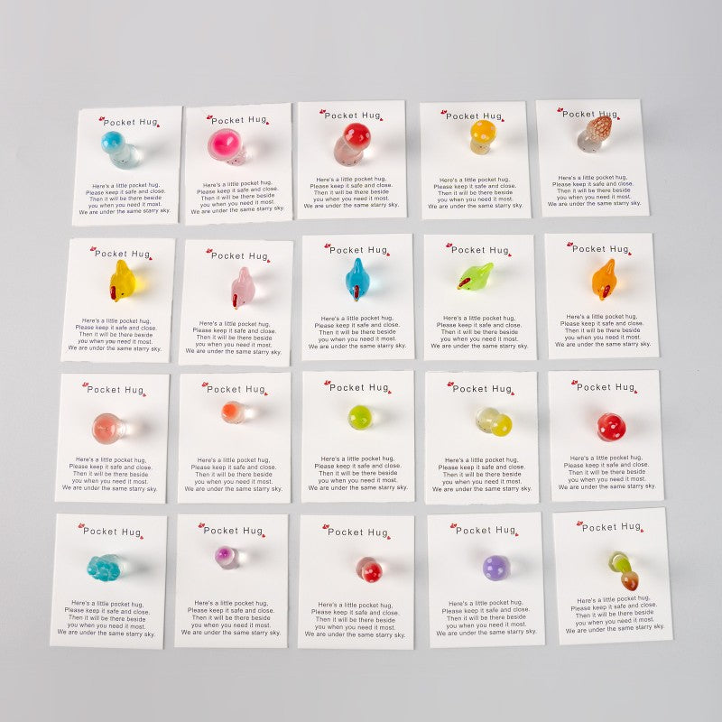 Champignon et poulet en perles de résine 3D, ensemble de câlins de poche, 20 pièces pour 1 ensemble