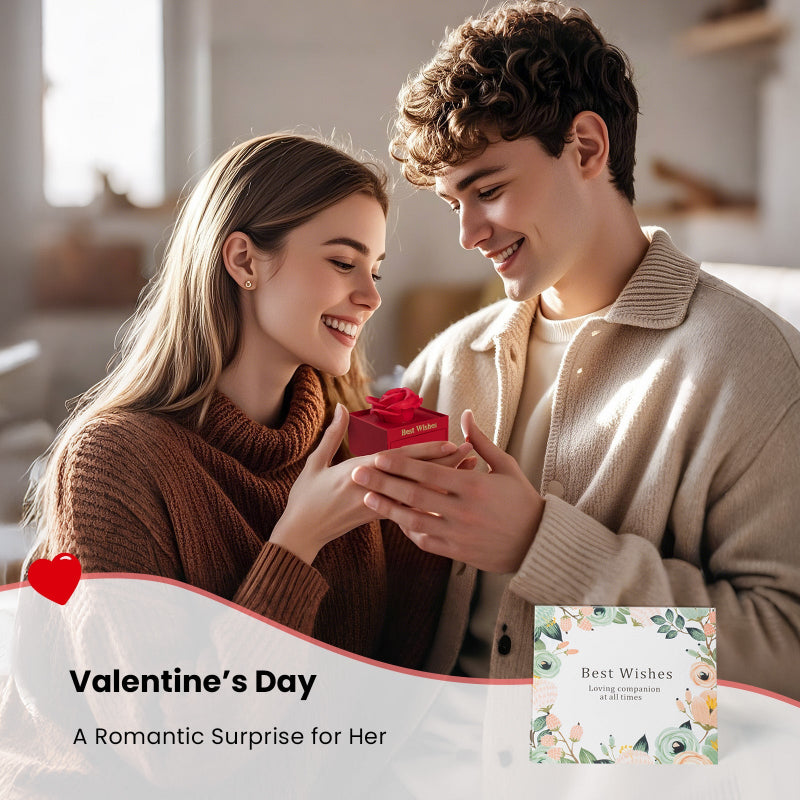 Couple exchanging gifts on Valentine's Day