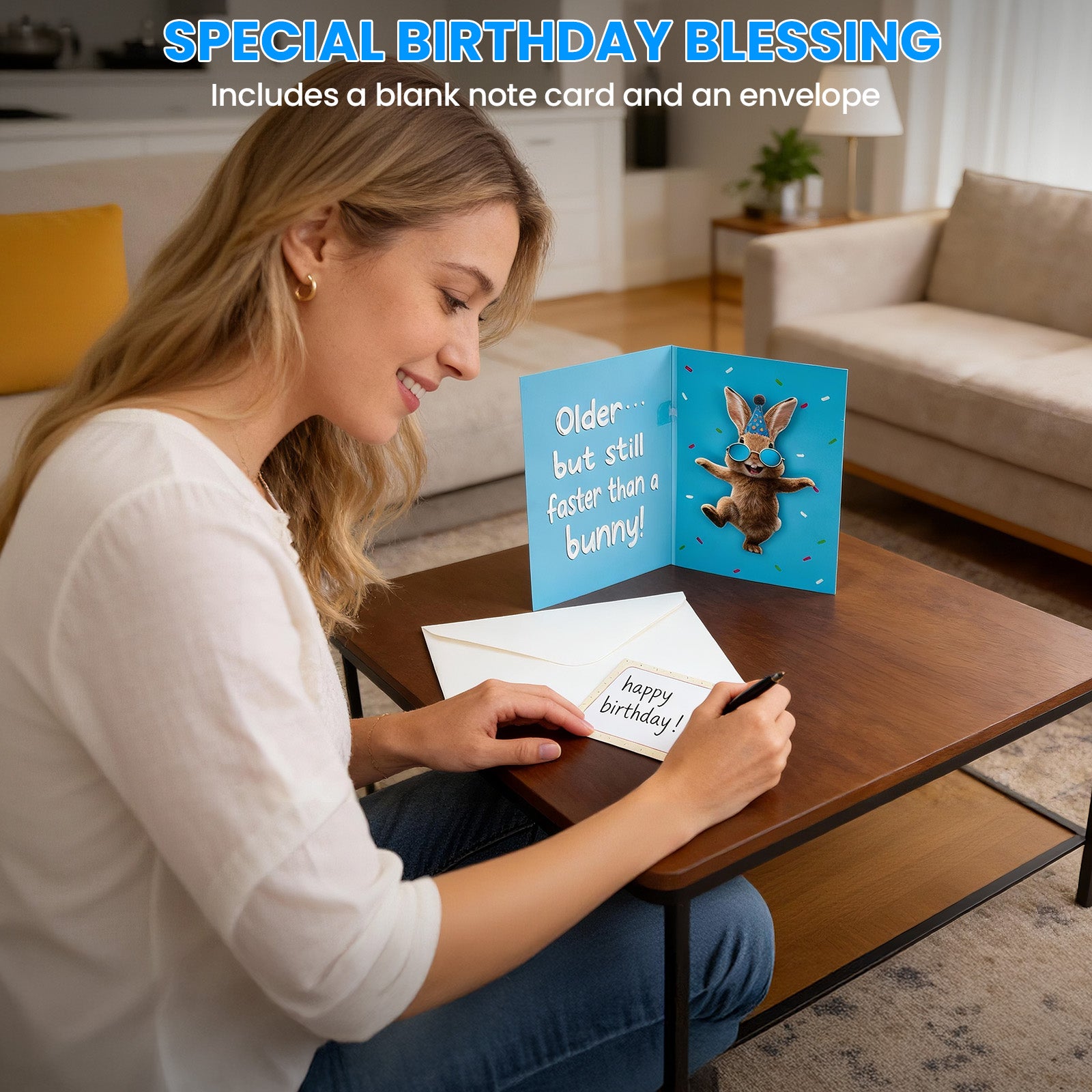 Funny Birthday Cards, Unique SHAKING & MUSICAL Birthday Card for Women Men Dad Husband, Hilarious Bunny-Themed Pop Up Greeting Card, Envelope & Extra Blank Card Included
