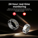 Vibration Call & Message Alert Stainless Steel Smart Health Ring, IP68 Waterproof Fitness Tracker, 24/7 Heart Rate Blood Oxygen Sleep Stress Monitor, 100+ Sports Modes, Family Care Long Battery Smart Ring for Men Women