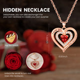 Eternal Rose Bear with Heart Necklace, Romantic Jewelry Gift Box, I Love You Pendant for Wife, Girlfriend, Birthday Anniversary