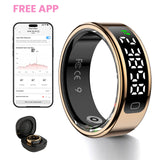 Smart Ring with LED Screen--Health, Fitness & Period Tracker, Camera Control. Gift for Men & Women, Black/Rose Gold/Silver Wearable Tech Gadgets Remote, Fitness health monitor,use for counting and reciting praises