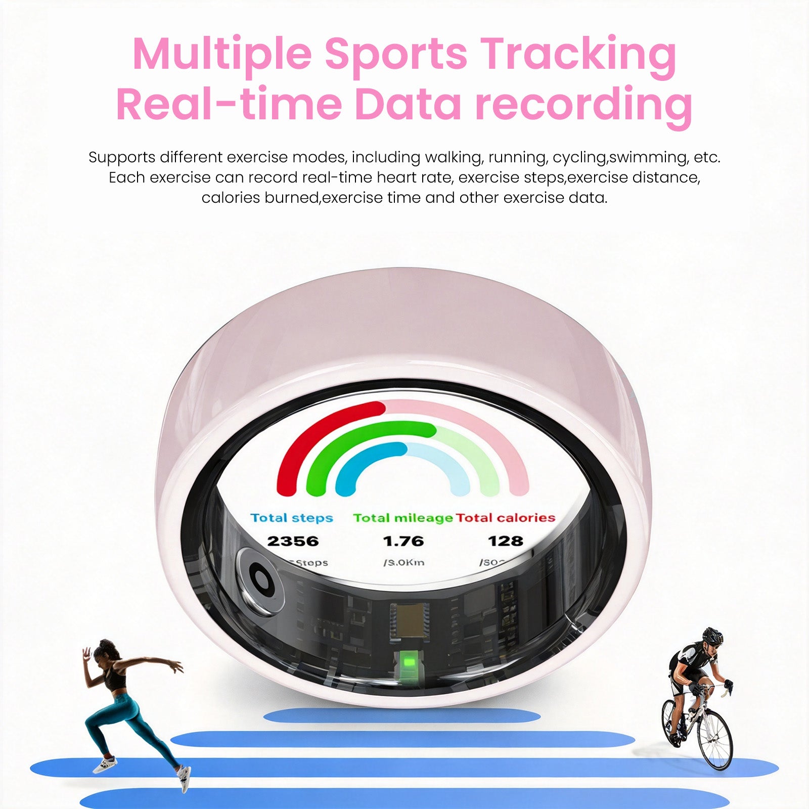 Smart Health Ring - Heart Rate Blood Oxygen Sleep Monitor, Couple Interactive 5ATM Waterproof Fitness Tracker Ring