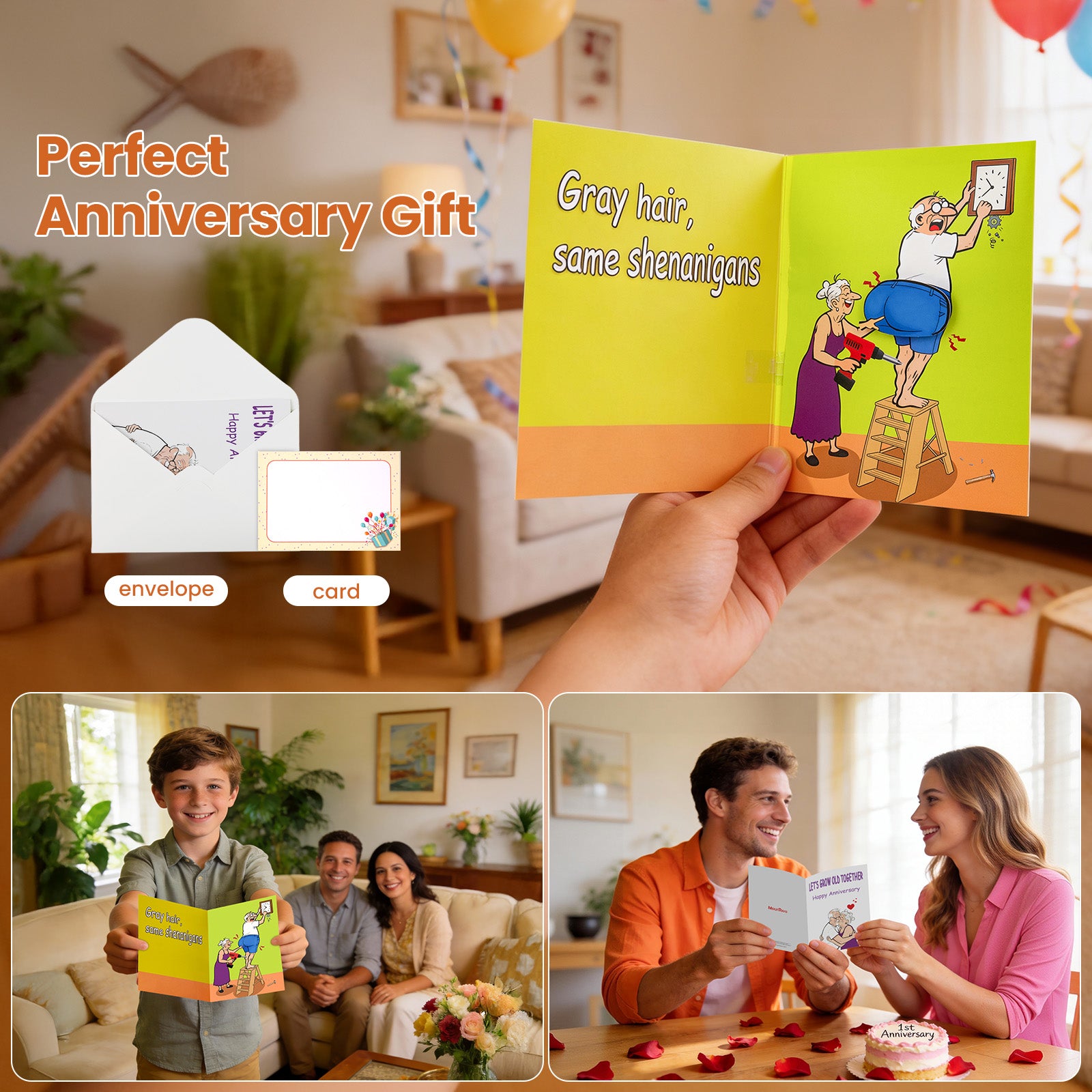 Funny Anniversary Card with Shaking Motion & Humorous Sound, Interactive Anniversary Cards for Him Her Husband Wife Couple, Gift for Wedding Anniversaries, Long-Term Relationships