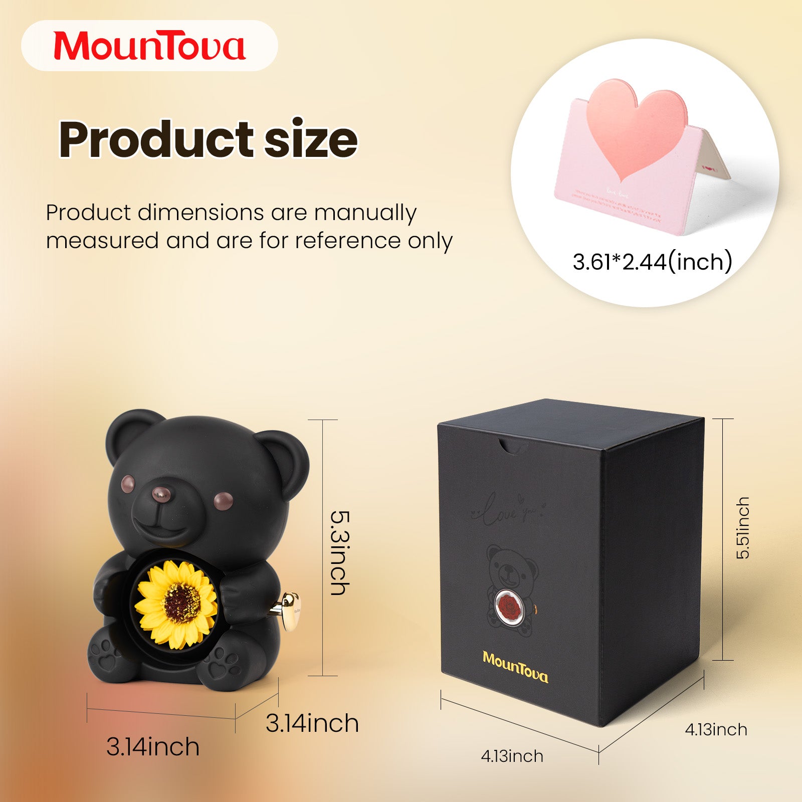 Mountova Lucky Sunflower Bear Necklace Gift Box Set, Romantic Jewelry for Mom, Daughter, Girlfriend, Birthday & Anniversary, Cute Room Decor