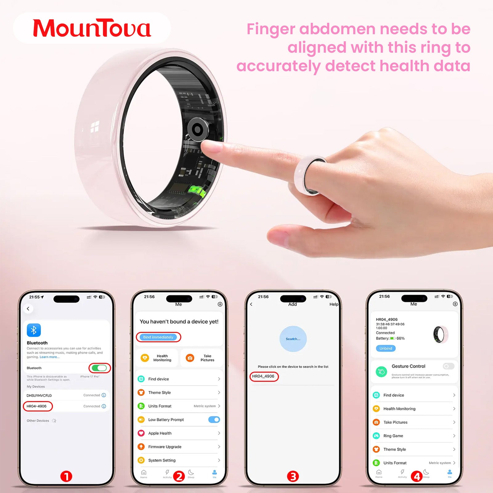 Smart Health Ring - Heart Rate Blood Oxygen Sleep Monitor, Couple Interactive 5ATM Waterproof Fitness Tracker Ring